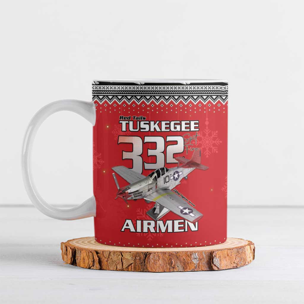 Tuskegee Red Tails Airmen Christmas Ceramic Mug P-51 Mustang 332nd Fighter Group - Wonder Print Shop