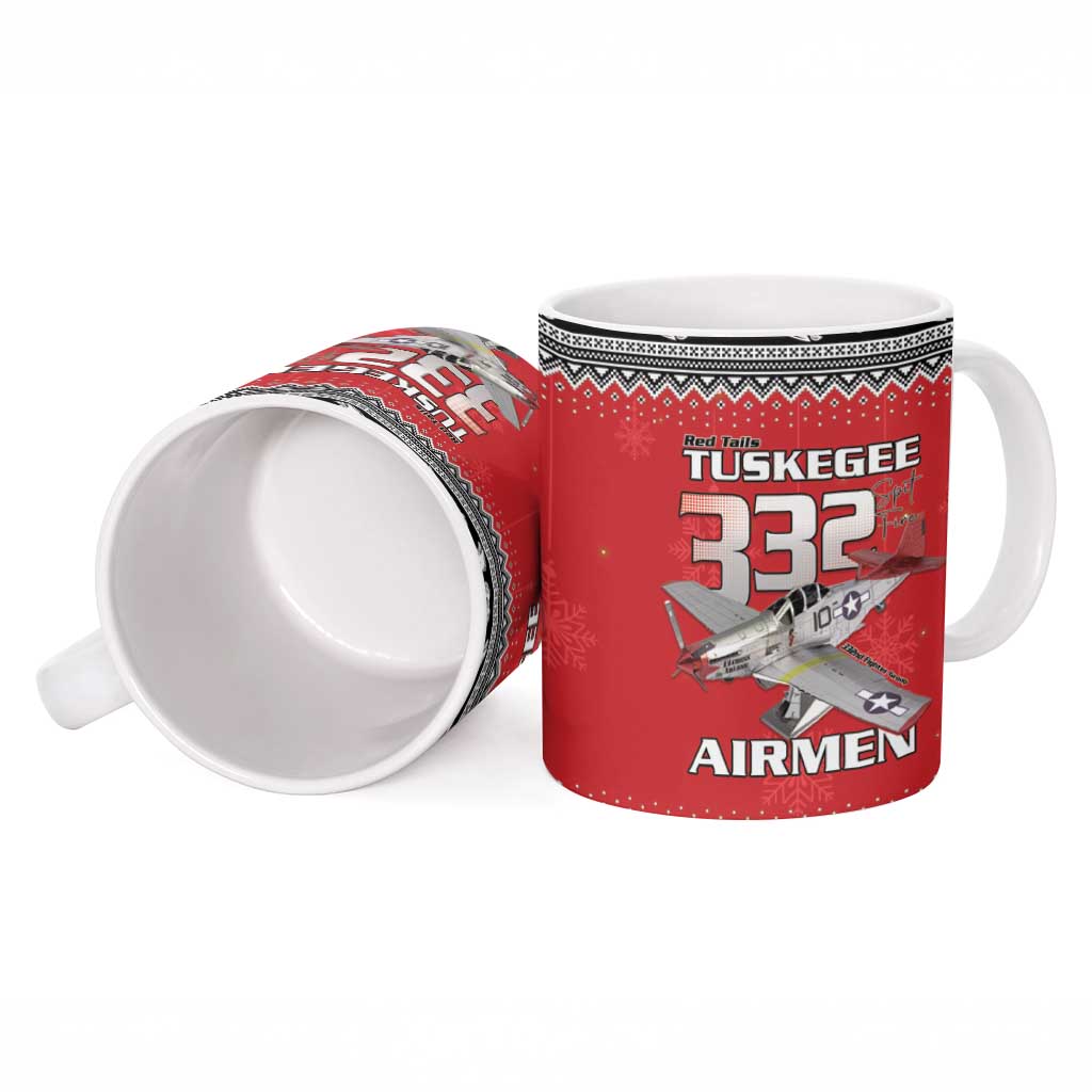 Tuskegee Red Tails Airmen Christmas Ceramic Mug P-51 Mustang 332nd Fighter Group - Wonder Print Shop