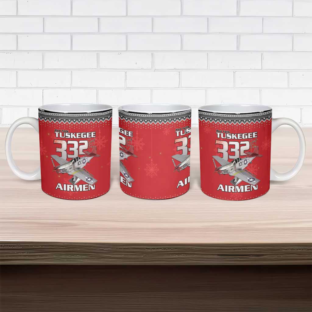 Tuskegee Red Tails Airmen Christmas Ceramic Mug P-51 Mustang 332nd Fighter Group - Wonder Print Shop