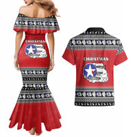 Tuskegee Red Tails Airmen Christmas Couples Matching Mermaid Dress and Hawaiian Shirt P-51 Mustang 332nd Fighter Group - Wonder Print Shop