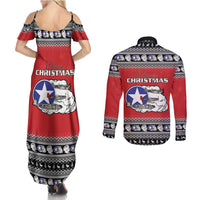 Tuskegee Red Tails Airmen Christmas Couples Matching Summer Maxi Dress and Long Sleeve Button Shirt P-51 Mustang 332nd Fighter Group - Wonder Print Shop