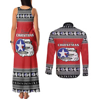 Tuskegee Red Tails Airmen Christmas Couples Matching Tank Maxi Dress and Long Sleeve Button Shirt P-51 Mustang 332nd Fighter Group - Wonder Print Shop
