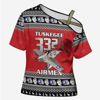 Tuskegee Red Tails Airmen Christmas Cross Shoulder Shirt P-51 Mustang 332nd Fighter Group - Wonder Print Shop
