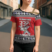 Tuskegee Red Tails Airmen Christmas Cross Shoulder Shirt P-51 Mustang 332nd Fighter Group - Wonder Print Shop
