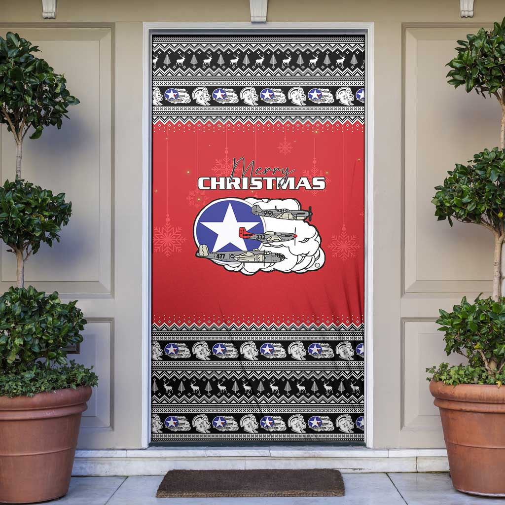 Tuskegee Red Tails Airmen Christmas Door Cover P-51 Mustang 332nd Fighter Group - Wonder Print Shop