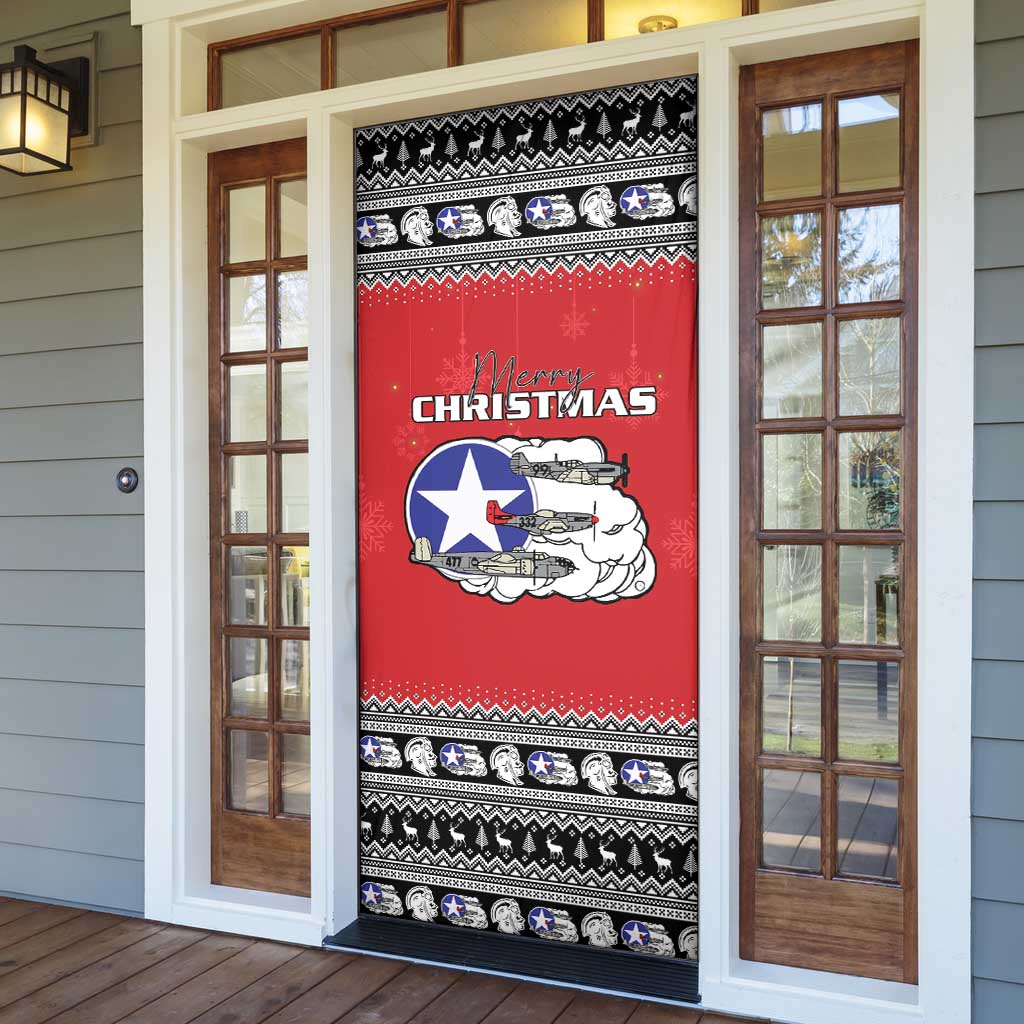 Tuskegee Red Tails Airmen Christmas Door Cover P-51 Mustang 332nd Fighter Group - Wonder Print Shop