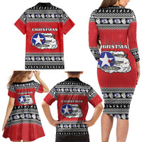 Tuskegee Red Tails Airmen Christmas Family Matching Long Sleeve Bodycon Dress and Hawaiian Shirt P-51 Mustang 332nd Fighter Group - Wonder Print Shop