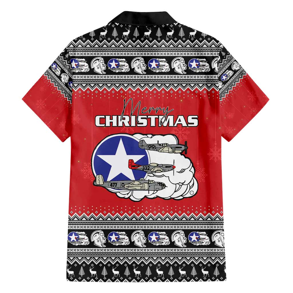 Tuskegee Red Tails Airmen Christmas Family Matching Off Shoulder Maxi Dress and Hawaiian Shirt P-51 Mustang 332nd Fighter Group - Wonder Print Shop