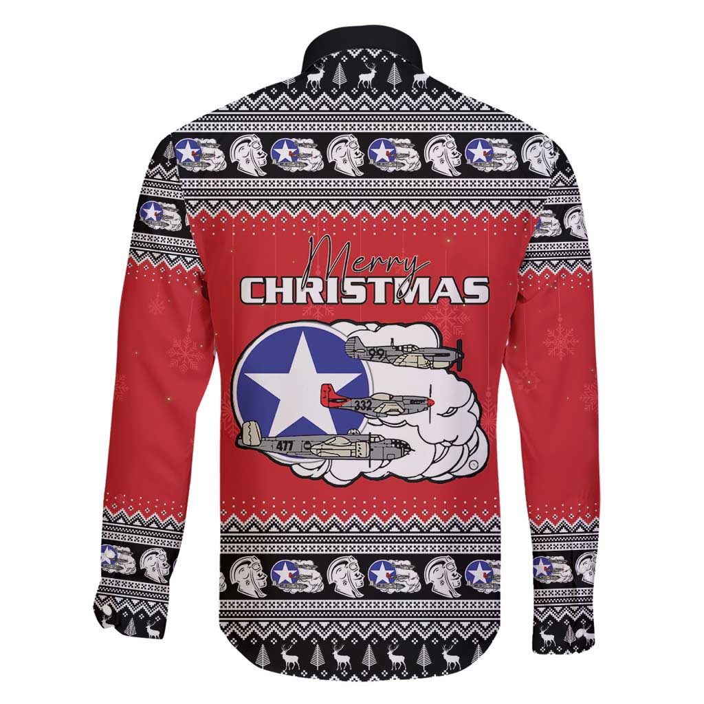 Tuskegee Red Tails Airmen Christmas Family Matching Off Shoulder Maxi Dress and Hawaiian Shirt P-51 Mustang 332nd Fighter Group - Wonder Print Shop
