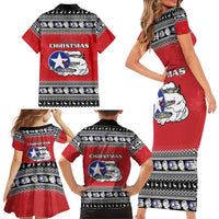 Tuskegee Red Tails Airmen Christmas Family Matching Short Sleeve Bodycon Dress and Hawaiian Shirt P-51 Mustang 332nd Fighter Group - Wonder Print Shop