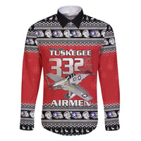 Tuskegee Red Tails Airmen Christmas Family Matching Short Sleeve Bodycon Dress and Hawaiian Shirt P-51 Mustang 332nd Fighter Group - Wonder Print Shop