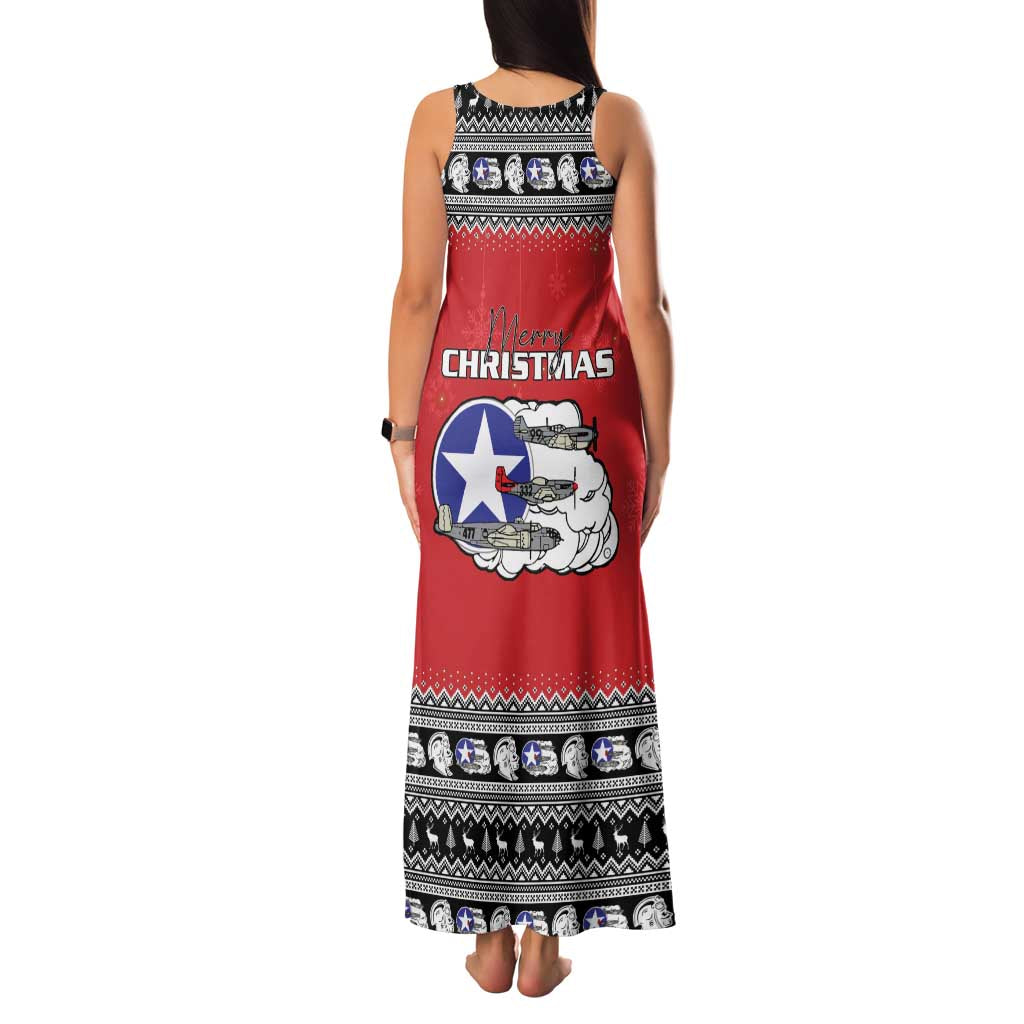 Tuskegee Red Tails Airmen Christmas Family Matching Tank Maxi Dress and Hawaiian Shirt P-51 Mustang 332nd Fighter Group - Wonder Print Shop