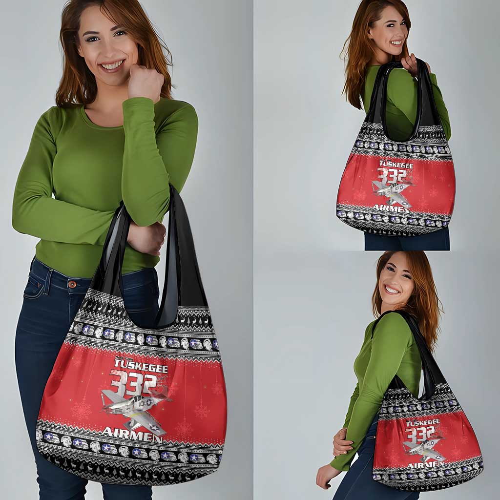 Tuskegee Red Tails Airmen Christmas Grocery Bag P-51 Mustang 332nd Fighter Group - Wonder Print Shop
