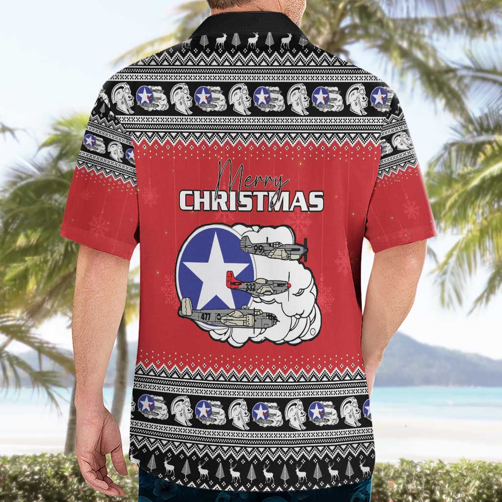 Tuskegee Red Tails Airmen Christmas Hawaiian Shirt P-51 Mustang 332nd Fighter Group - Wonder Print Shop