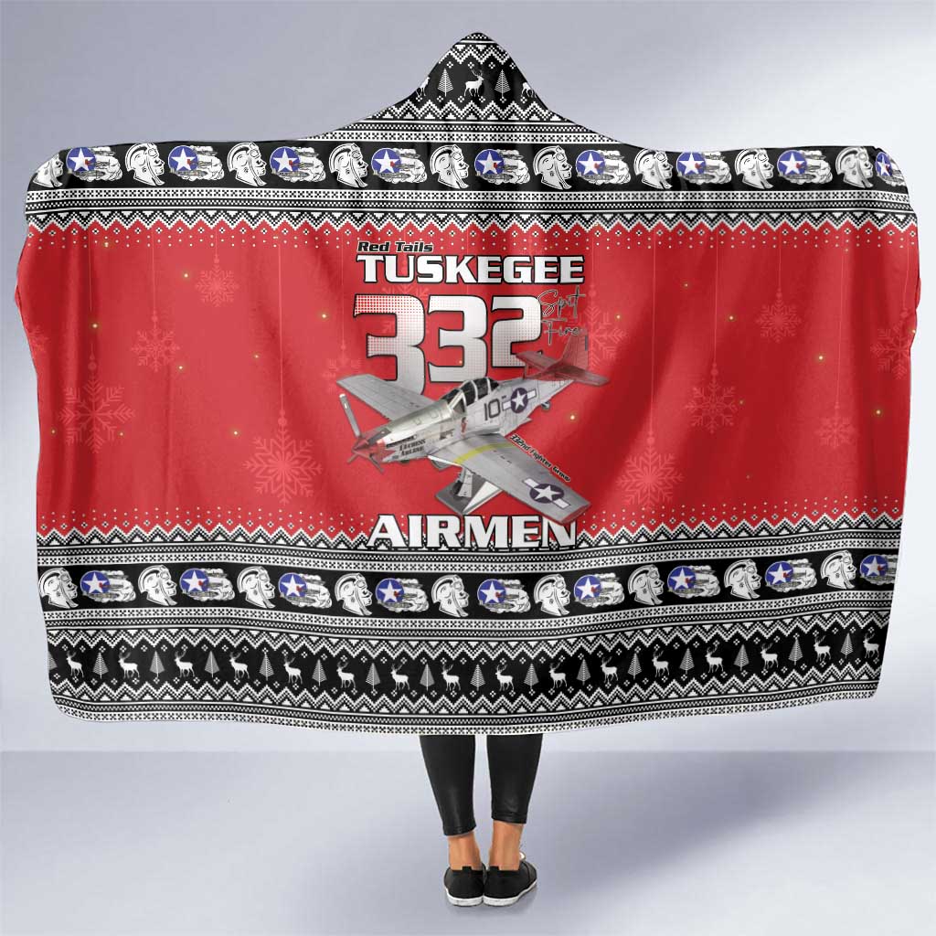 Tuskegee Red Tails Airmen Christmas Hooded Blanket P-51 Mustang 332nd Fighter Group - Wonder Print Shop