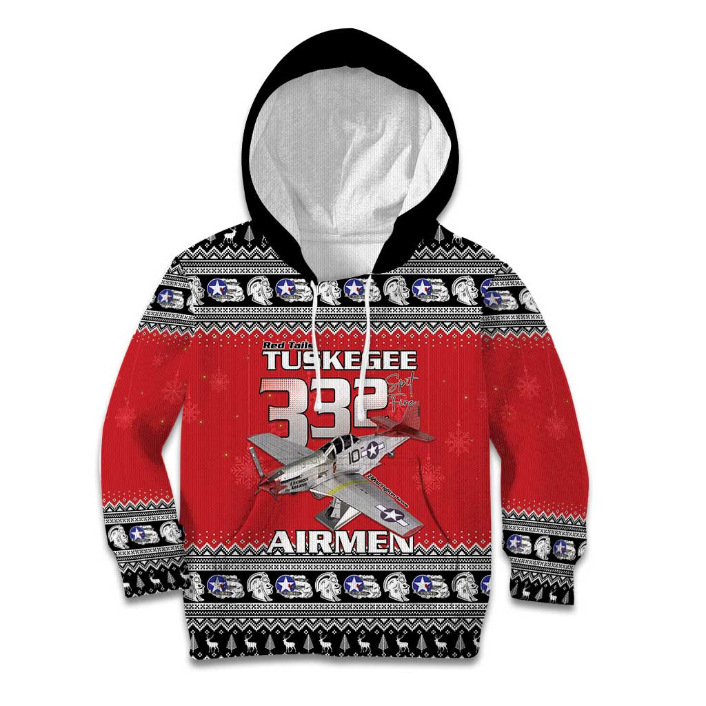 Tuskegee Red Tails Airmen Christmas Kid Hoodie P-51 Mustang 332nd Fighter Group - Wonder Print Shop