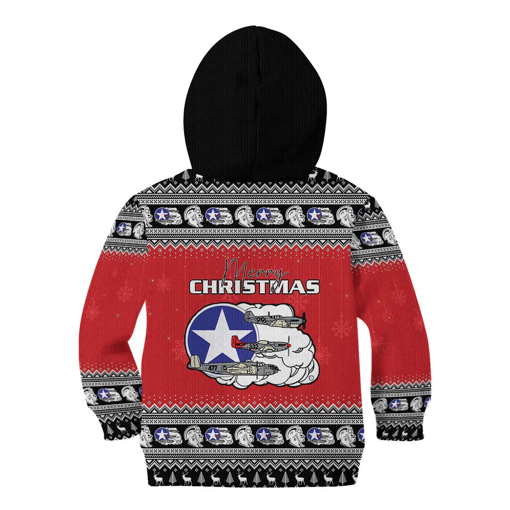 Tuskegee Red Tails Airmen Christmas Kid Hoodie P-51 Mustang 332nd Fighter Group - Wonder Print Shop