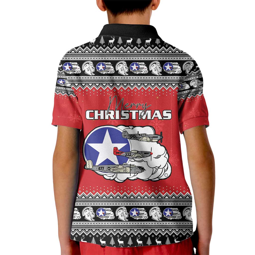 Tuskegee Red Tails Airmen Christmas Kid Polo Shirt P-51 Mustang 332nd Fighter Group - Wonder Print Shop