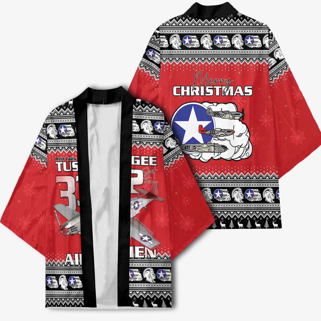 Tuskegee Red Tails Airmen Christmas Kimono P-51 Mustang 332nd Fighter Group - Wonder Print Shop