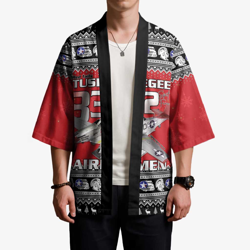 Tuskegee Red Tails Airmen Christmas Kimono P-51 Mustang 332nd Fighter Group - Wonder Print Shop