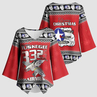 Tuskegee Red Tails Airmen Christmas Kimono Sleeve Blouse P-51 Mustang 332nd Fighter Group - Wonder Print Shop