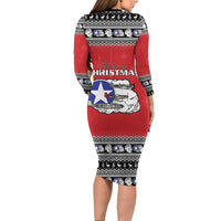 Tuskegee Red Tails Airmen Christmas Long Sleeve Bodycon Dress P-51 Mustang 332nd Fighter Group - Wonder Print Shop