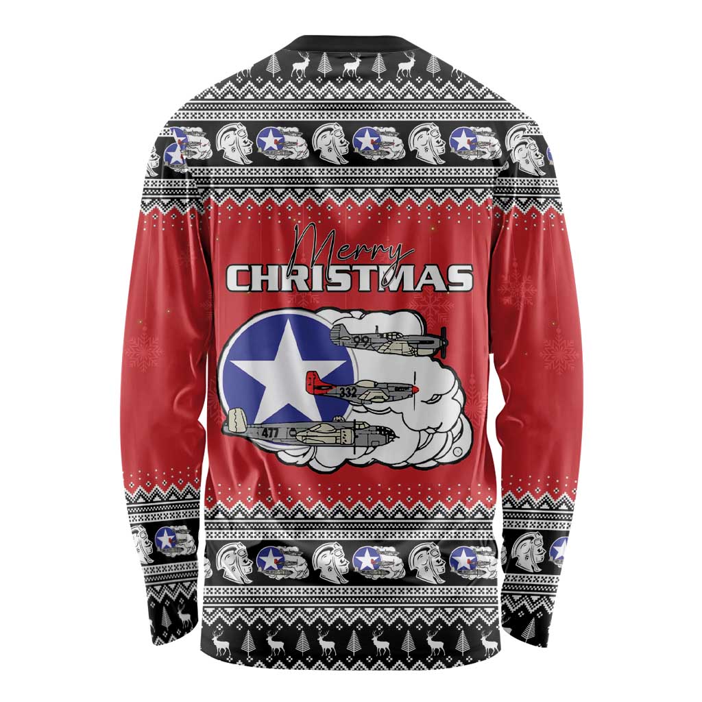Tuskegee Red Tails Airmen Christmas Long Sleeve Shirt P-51 Mustang 332nd Fighter Group - Wonder Print Shop