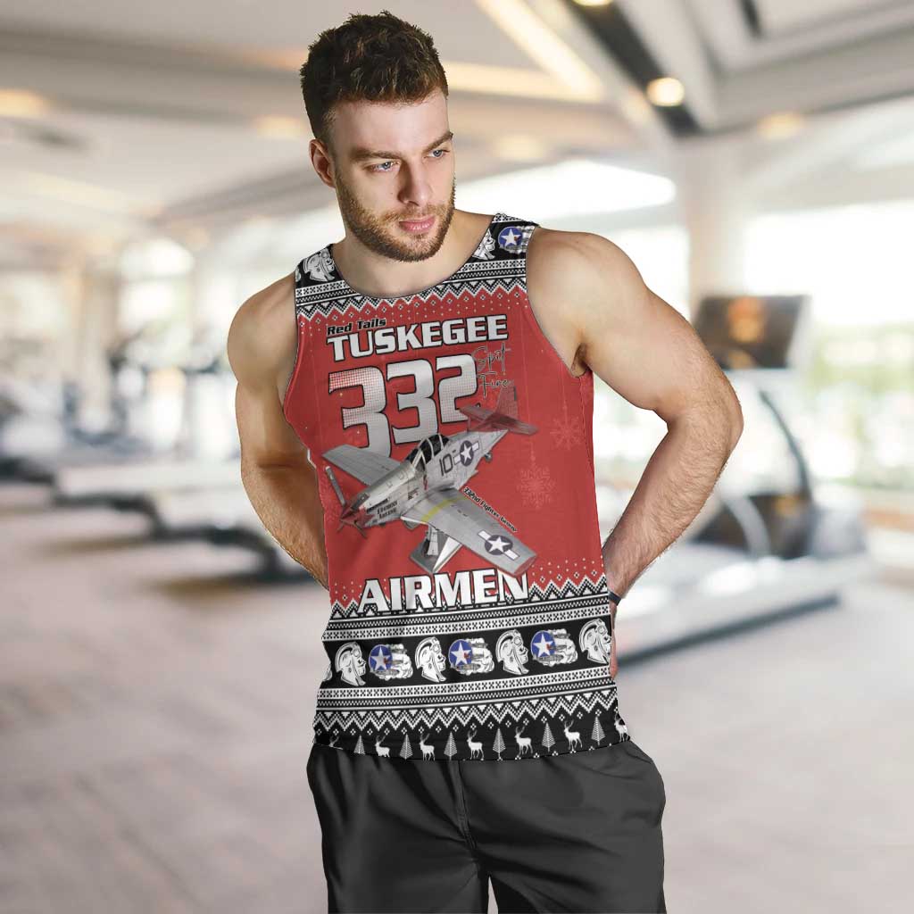 Tuskegee Red Tails Airmen Christmas Men Tank Top P-51 Mustang 332nd Fighter Group - Wonder Print Shop