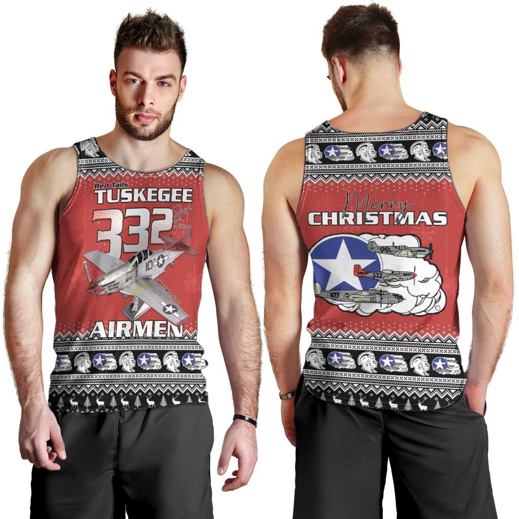 Tuskegee Red Tails Airmen Christmas Men Tank Top P-51 Mustang 332nd Fighter Group - Wonder Print Shop