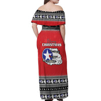 Tuskegee Red Tails Airmen Christmas Off Shoulder Maxi Dress P-51 Mustang 332nd Fighter Group - Wonder Print Shop
