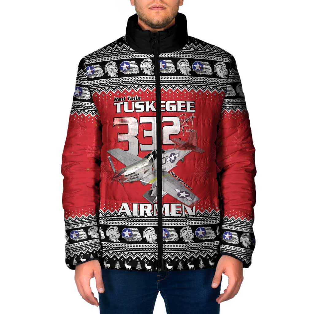 Tuskegee Red Tails Airmen Christmas Padded Jacket P-51 Mustang 332nd Fighter Group - Wonder Print Shop