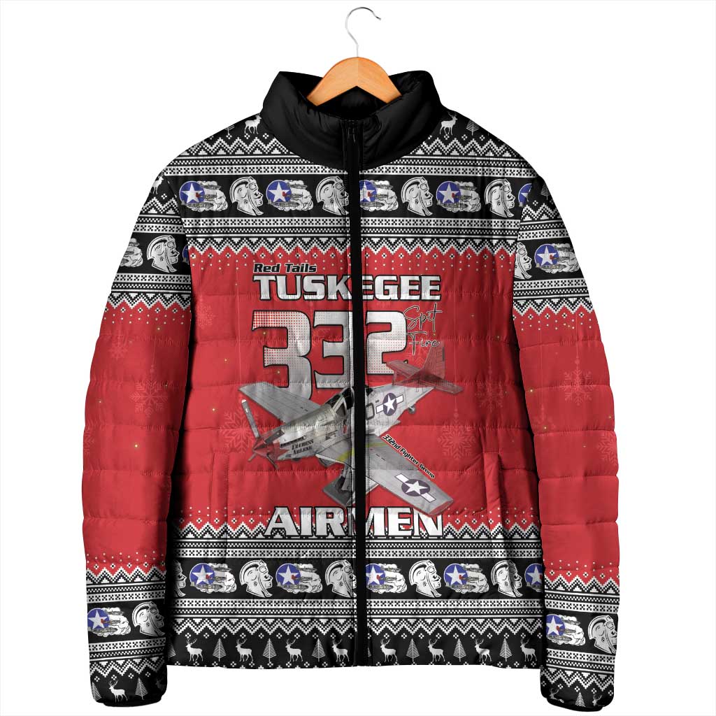Tuskegee Red Tails Airmen Christmas Padded Jacket P-51 Mustang 332nd Fighter Group - Wonder Print Shop