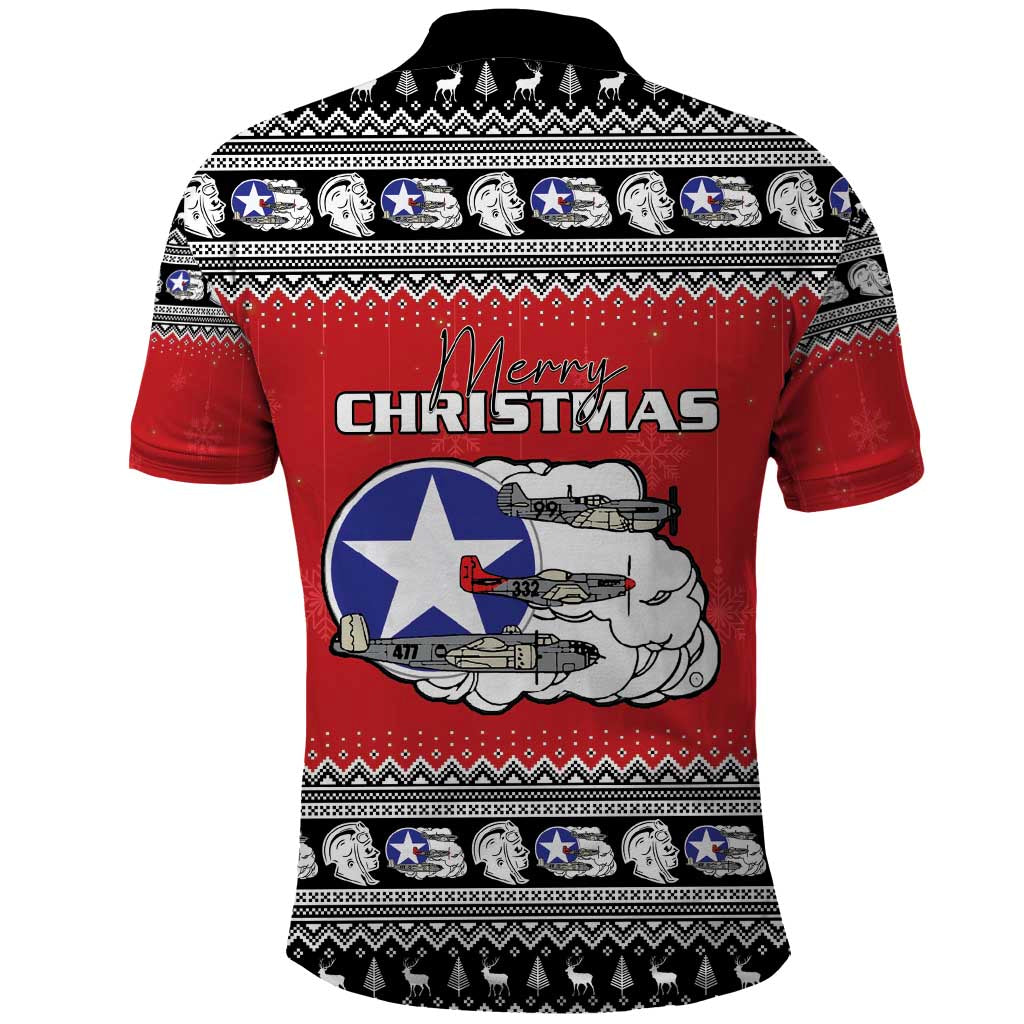 Tuskegee Red Tails Airmen Christmas Polo Shirt P-51 Mustang 332nd Fighter Group - Wonder Print Shop