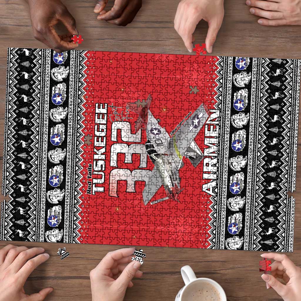 Tuskegee Red Tails Airmen Christmas Puzzle P-51 Mustang 332nd Fighter Group - Wonder Print Shop