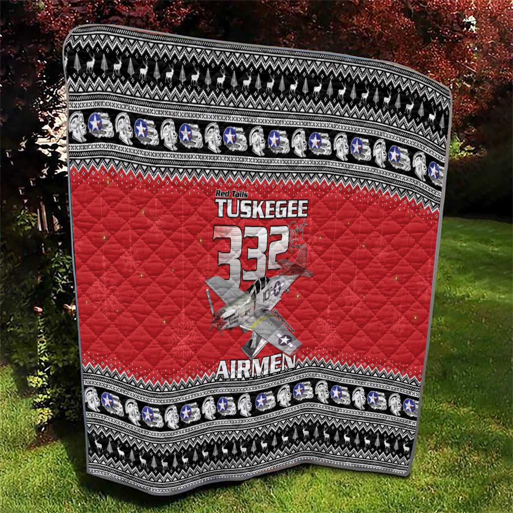 Tuskegee Red Tails Airmen Christmas Quilt P-51 Mustang 332nd Fighter Group - Wonder Print Shop