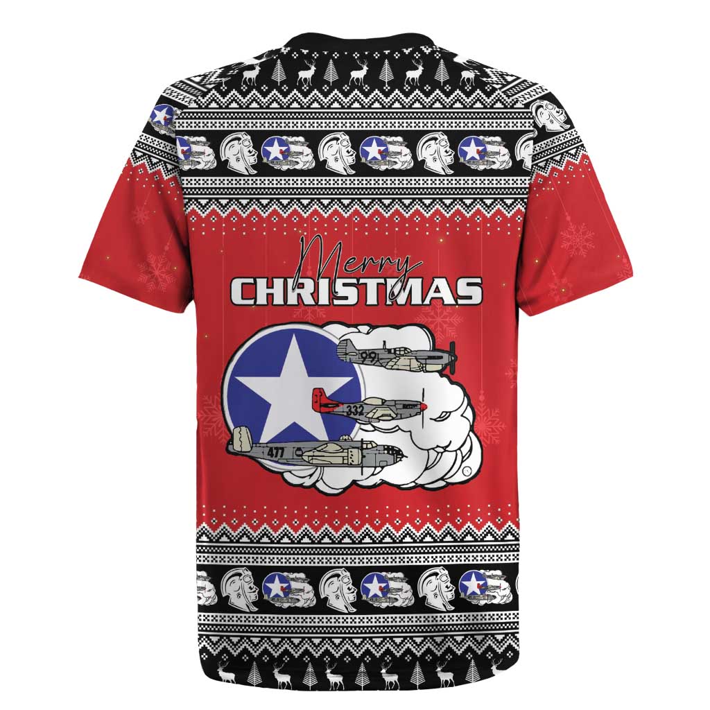 Tuskegee Red Tails Airmen Christmas Rugby Jersey P-51 Mustang 332nd Fighter Group - Wonder Print Shop
