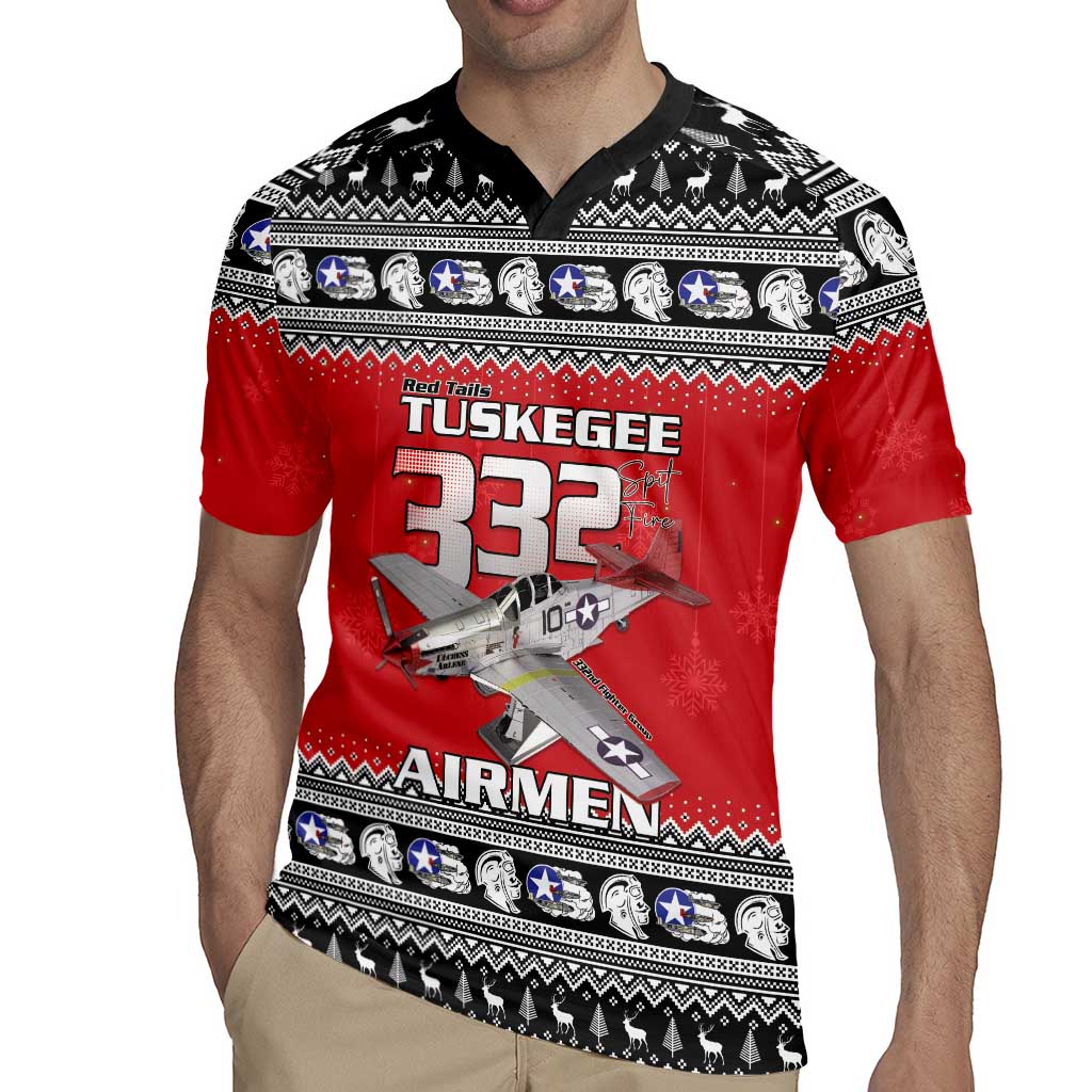 Tuskegee Red Tails Airmen Christmas Rugby Jersey P-51 Mustang 332nd Fighter Group - Wonder Print Shop