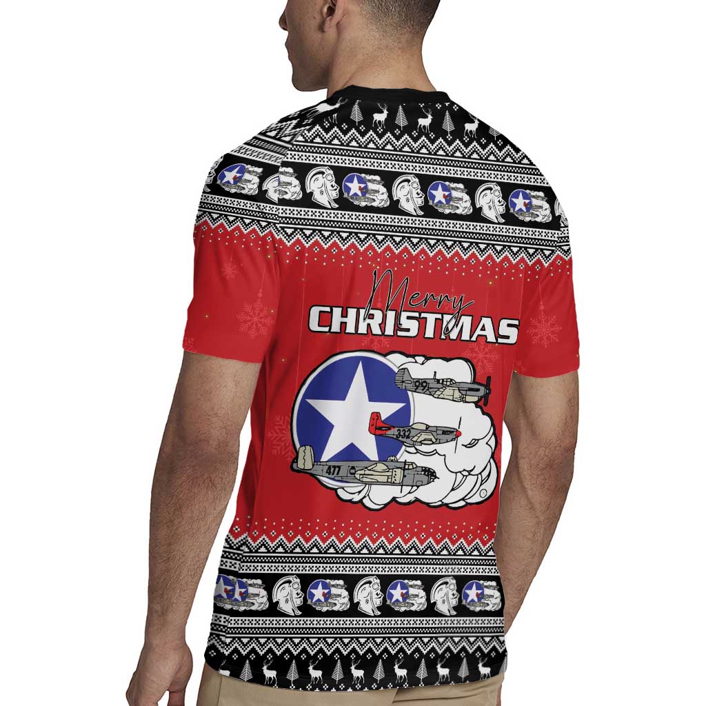 Tuskegee Red Tails Airmen Christmas Rugby Jersey P-51 Mustang 332nd Fighter Group - Wonder Print Shop