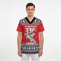 Tuskegee Red Tails Airmen Christmas Scrub Top P-51 Mustang 332nd Fighter Group - Wonder Print Shop