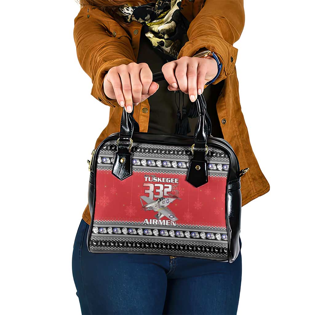 Tuskegee Red Tails Airmen Christmas Shoulder Handbag P-51 Mustang 332nd Fighter Group - Wonder Print Shop