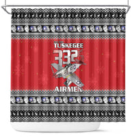 Tuskegee Red Tails Airmen Christmas Shower Curtain P-51 Mustang 332nd Fighter Group - Wonder Print Shop