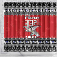 Tuskegee Red Tails Airmen Christmas Shower Curtain P-51 Mustang 332nd Fighter Group - Wonder Print Shop