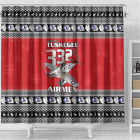 Tuskegee Red Tails Airmen Christmas Shower Curtain P-51 Mustang 332nd Fighter Group - Wonder Print Shop