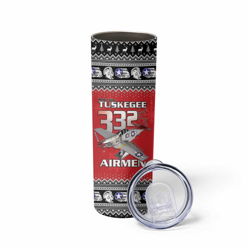 Tuskegee Red Tails Airmen Christmas Skinny Tumbler P-51 Mustang 332nd Fighter Group - Wonder Print Shop