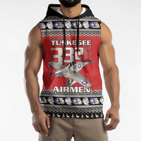 Tuskegee Red Tails Airmen Christmas Sleeveless Hoodie P-51 Mustang 332nd Fighter Group - Wonder Print Shop