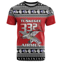 Tuskegee Red Tails Airmen Christmas T Shirt P-51 Mustang 332nd Fighter Group - Wonder Print Shop