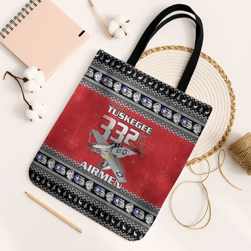 Tuskegee Red Tails Airmen Christmas Tote Bag P-51 Mustang 332nd Fighter Group - Wonder Print Shop