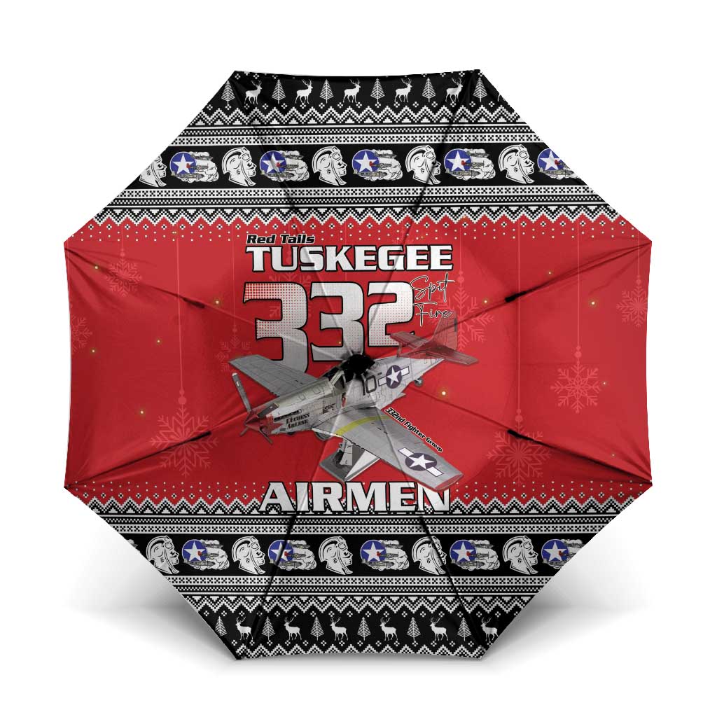 Tuskegee Red Tails Airmen Christmas Umbrella P-51 Mustang 332nd Fighter Group - Wonder Print Shop