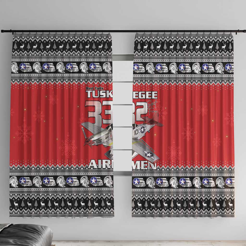 Tuskegee Red Tails Airmen Christmas Window Curtain P-51 Mustang 332nd Fighter Group - Wonder Print Shop