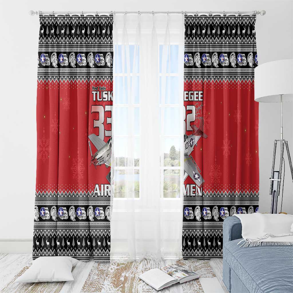 Tuskegee Red Tails Airmen Christmas Window Curtain P-51 Mustang 332nd Fighter Group - Wonder Print Shop